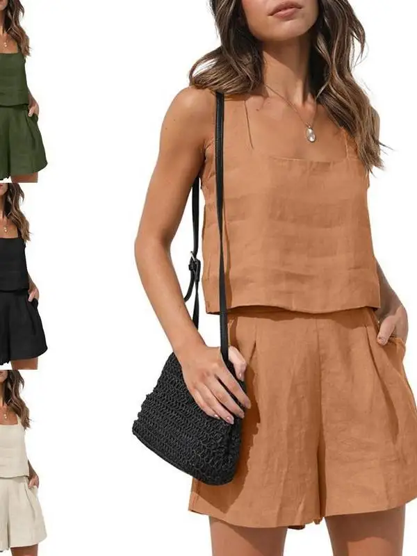 

Цветной повседневный жилет Svel для женщин, однотонный топ на бретелях для отдыха, женский модный летний наряд, комплект брюк