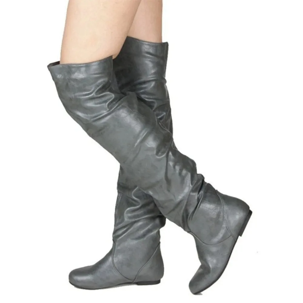 BLXQPYT Over The Knee Boots Women Especially Big 34-48 Autumn Winter Plush Warm Flat Heel Fashion Casual Fur Shoes Woman Bl3804
