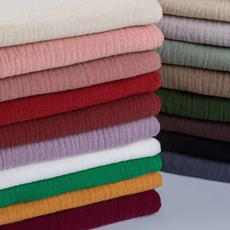 

Double Layer Gauze Fabric 100% Cotton Crepe Sewing Fabric Soft For DIY Sewing Baby Dress Summer Clothing Bath Towel Napkin Cloth