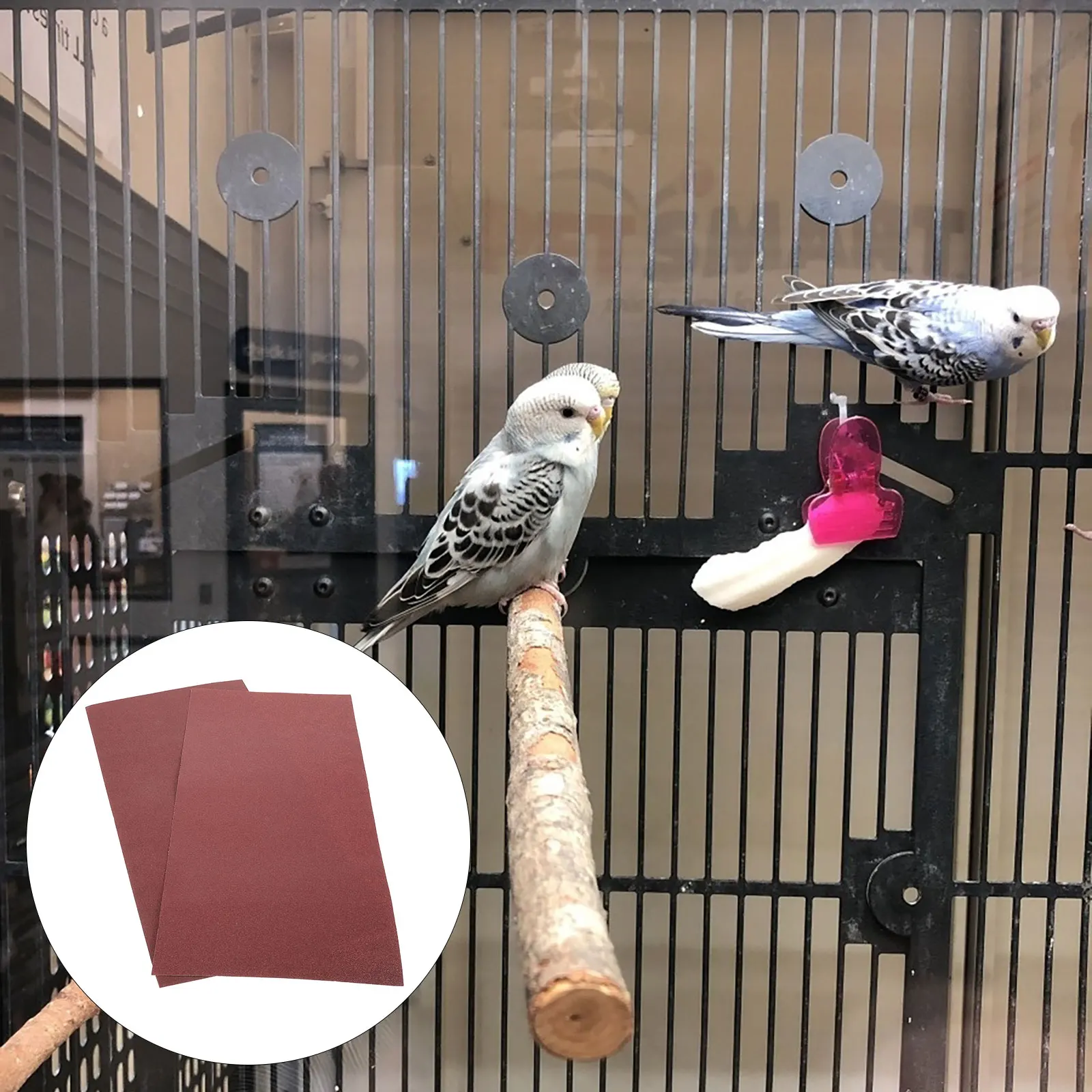 

2 Pcs Bird Cage Sandpaper 250x500mm 100# Red Grit Replaceable Liner Parrot Claw Trimming Pet Supply