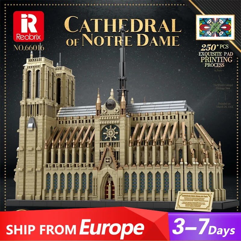 Décennie s de construction modulaires de la cathédrale Notre-Dame, architecture mondiale, ensembles de bâtiments de maison gothiques, ville haute simulation, cadeau, 8868 pièces