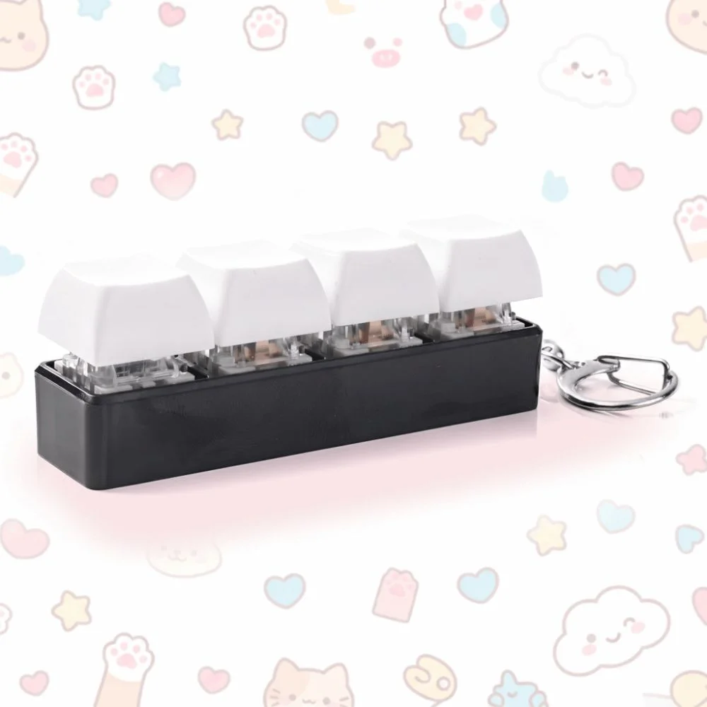 4 Keys Keycap Fidget Keychain Key Cap Clicker Fingertip Pressure Keyboard Clicker Keychain Click Pass Time