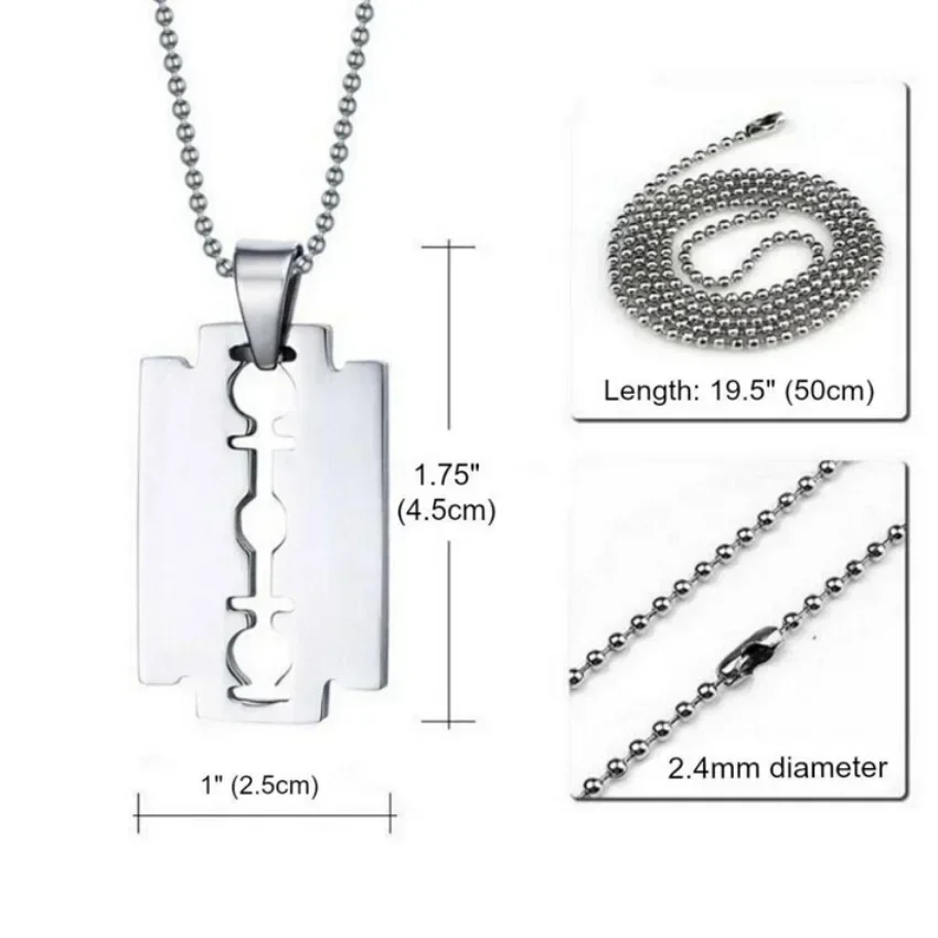 Delysia King Shaving Blade Pendant  Stainless Steel Hip Hop Necklace for men