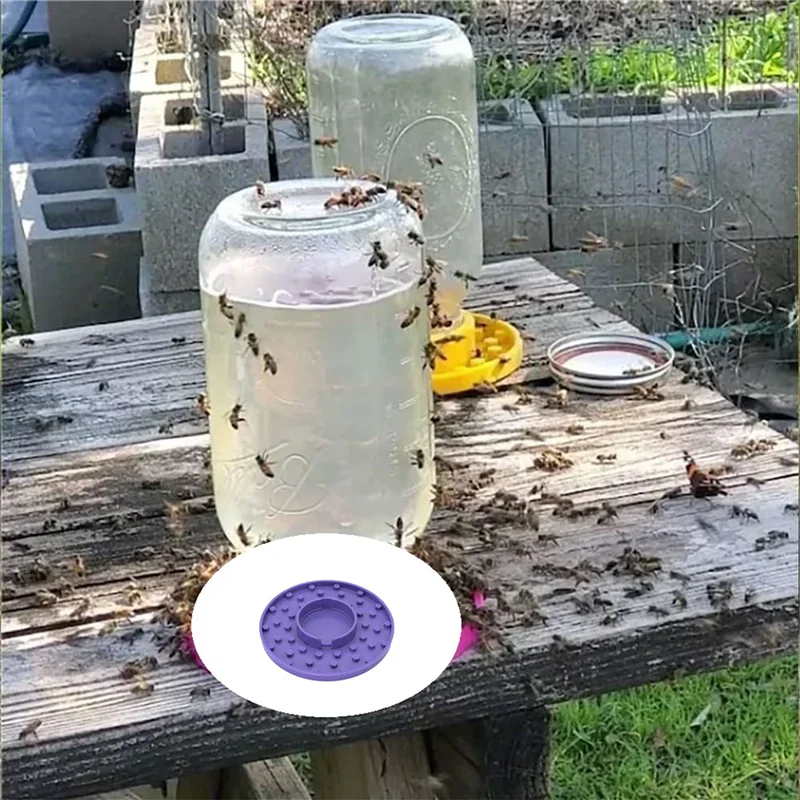 

【Clearance Sale】2X Bee Feeder Base For Regular Mouth Mason Jar, Bee Watering Station, Bee Base For Garden, Bee Cups Water Base F