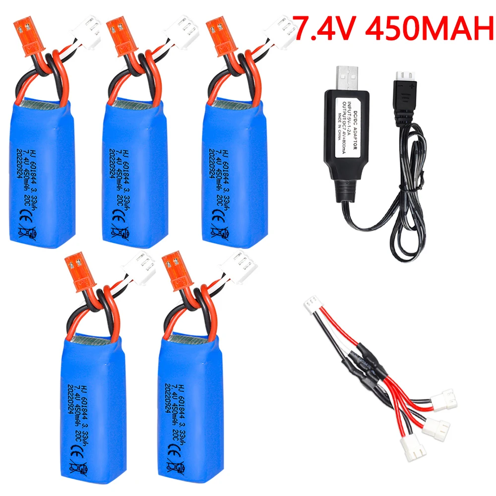 

7.4V 450mAh 601844 Lipo Battery with charger for WLtoys K969 K979 K989 K999 P929 P939 RC Car Spare Parts 2s 7.4v Battery parts