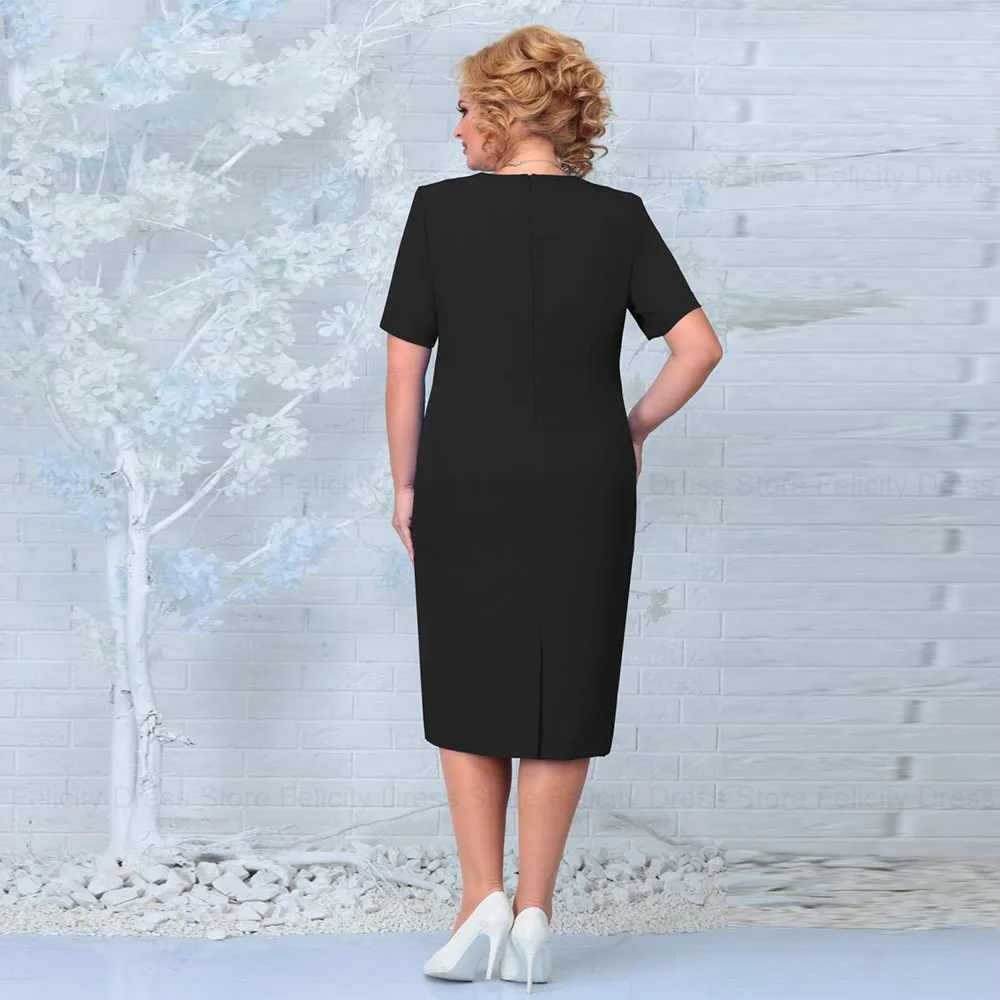 カスタマイズされたプラスサイズの花嫁の母のドレス、ジャケット付き、結婚式用、2026年、シース、Oネック、結婚式のゲストドレス、ビーズ、アップリケ