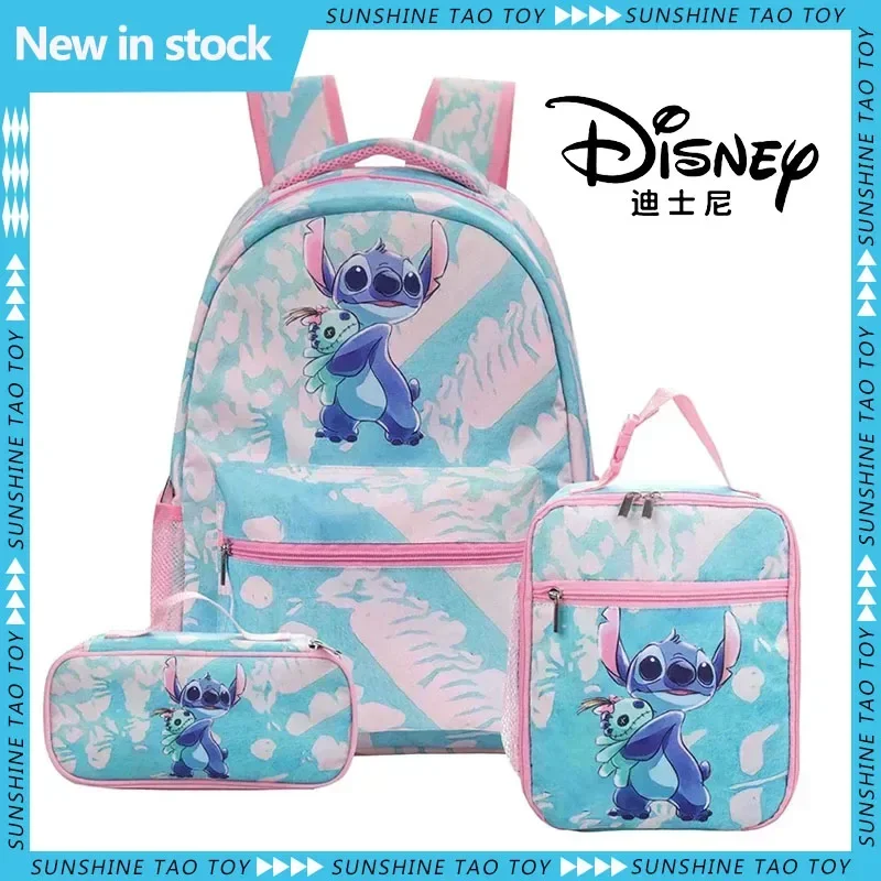 

Anime Stitch School Bag Stitch Cute Anime Figure Backpack Boys Schoolgirl Student School Bag Computer Large Gift Three-piece