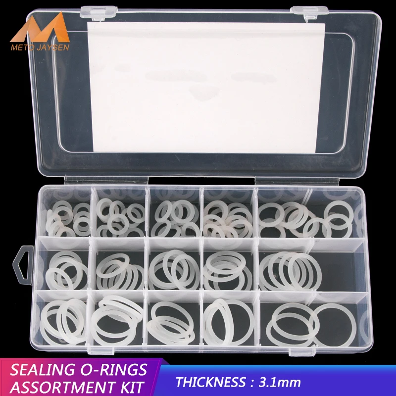 

94PCS/box VMQ High Pressure Sealing O-rings White Silicone Seal Gasket Replacements Kit 15 Big Sizes OD 15mm-35mm CS3.1mm BG024