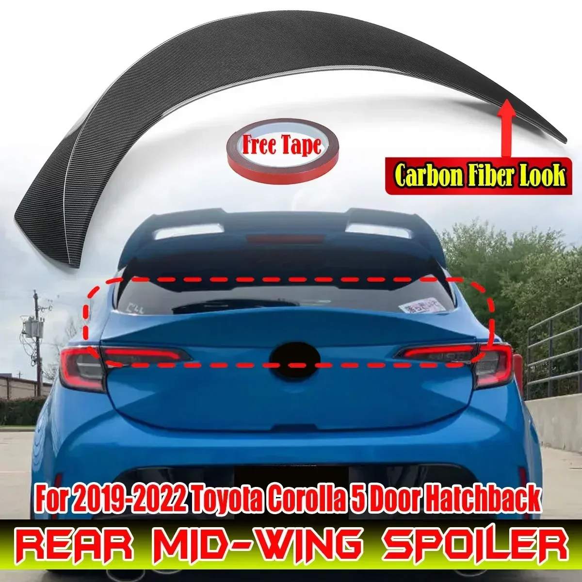 Car Rear Spoiler Wing Lip Extension For Toyota Corolla 5 Door Hatchback 2019-2022 Rear Trunk Tailgate Mid Spoiler Wing Body Kit