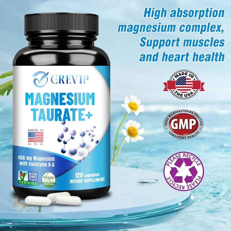 Magnesium Taurate Capsules - Muscle and Heart Health Support, Calm Nerve & Mood