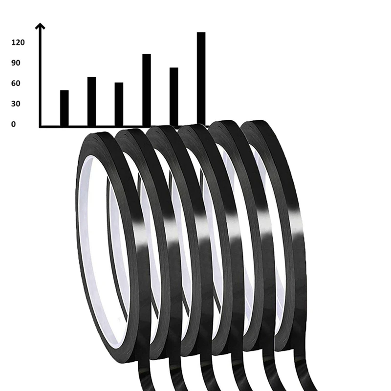 Hot TTKK Whiteboard Pinstripe Tape 12 Rolls 1/8Inch Thin White Board Dry Erase Line Gridding Tape (Black)