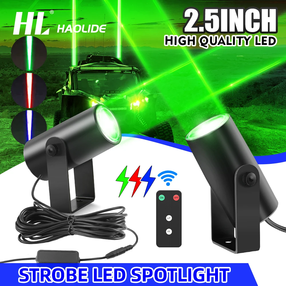 

HAOLIDE 1Pair LED Whip Lights Remote 3" Pods LED Spotlights for Offroad Marine Boat UTV ATV Sky Tracer Cluster Ray Super Bright