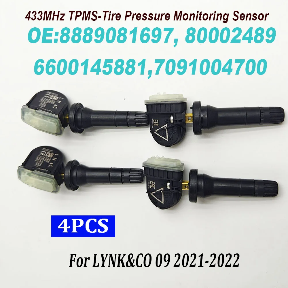 4PCS 8889081697 TPMS For Geely FY11 Atlas Emgrand Manjaro Tire Pressure Monitor Sensor 433MHz 6600145881 80002489 7091004700