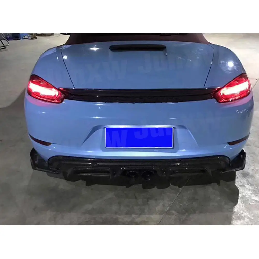 Carbon Fiber Rear Lip Diffuser Spoiler Splitters fit for Porsche 718 Cayman Boxster Base S Coupe 2016-2019 Car Bumper Guard