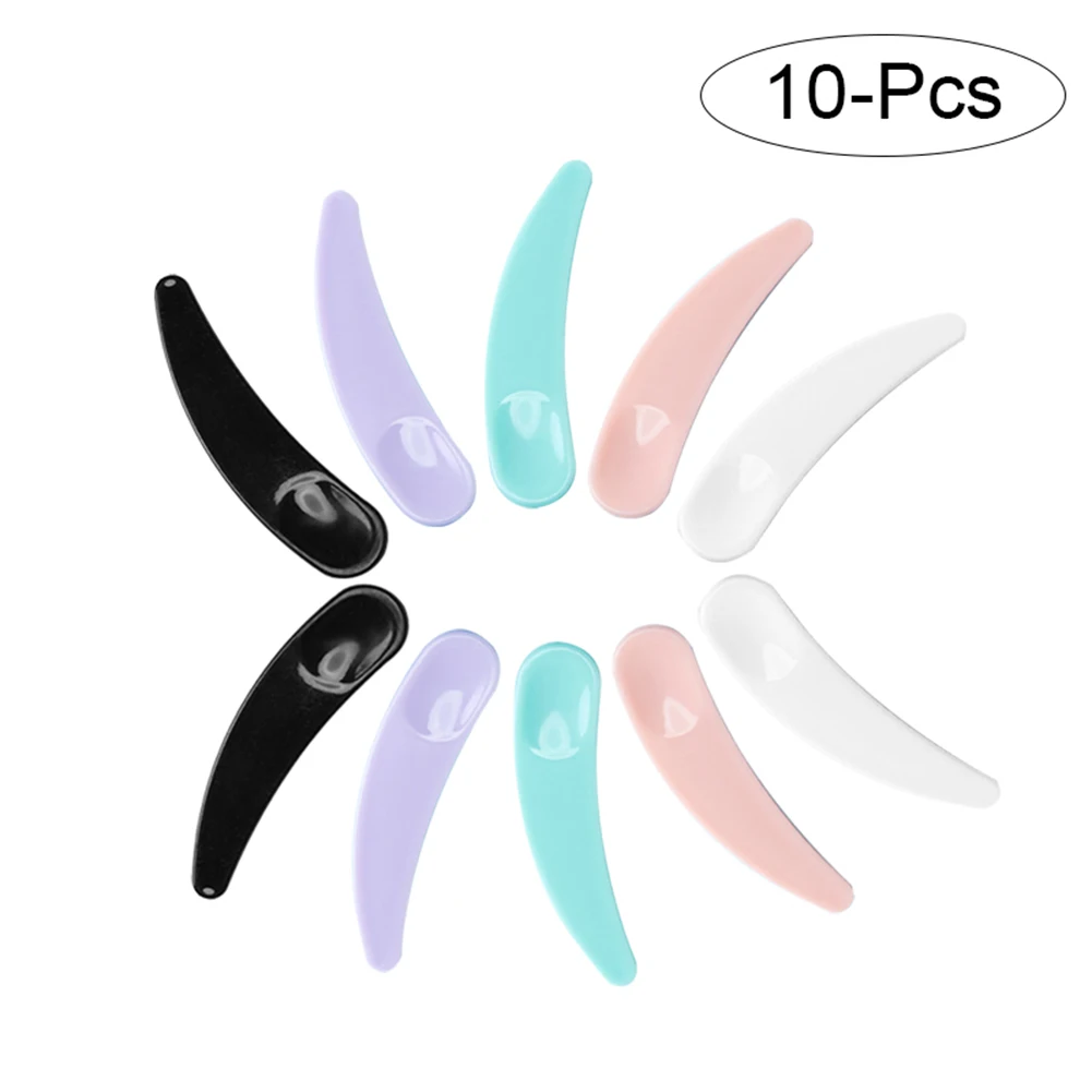 10 unids/set Mini espátula cosmética cuchara curva desechable máscara de maquillaje crema cuchara cosméticos mezcla palo kits de herramientas de belleza facial