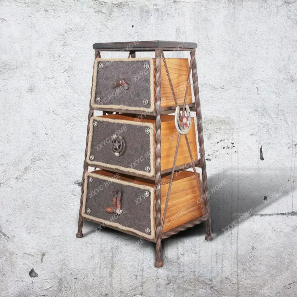 النمط الصناعي الحديد خزانة التحف شرفة المتعثرة خزانة التخزين #6