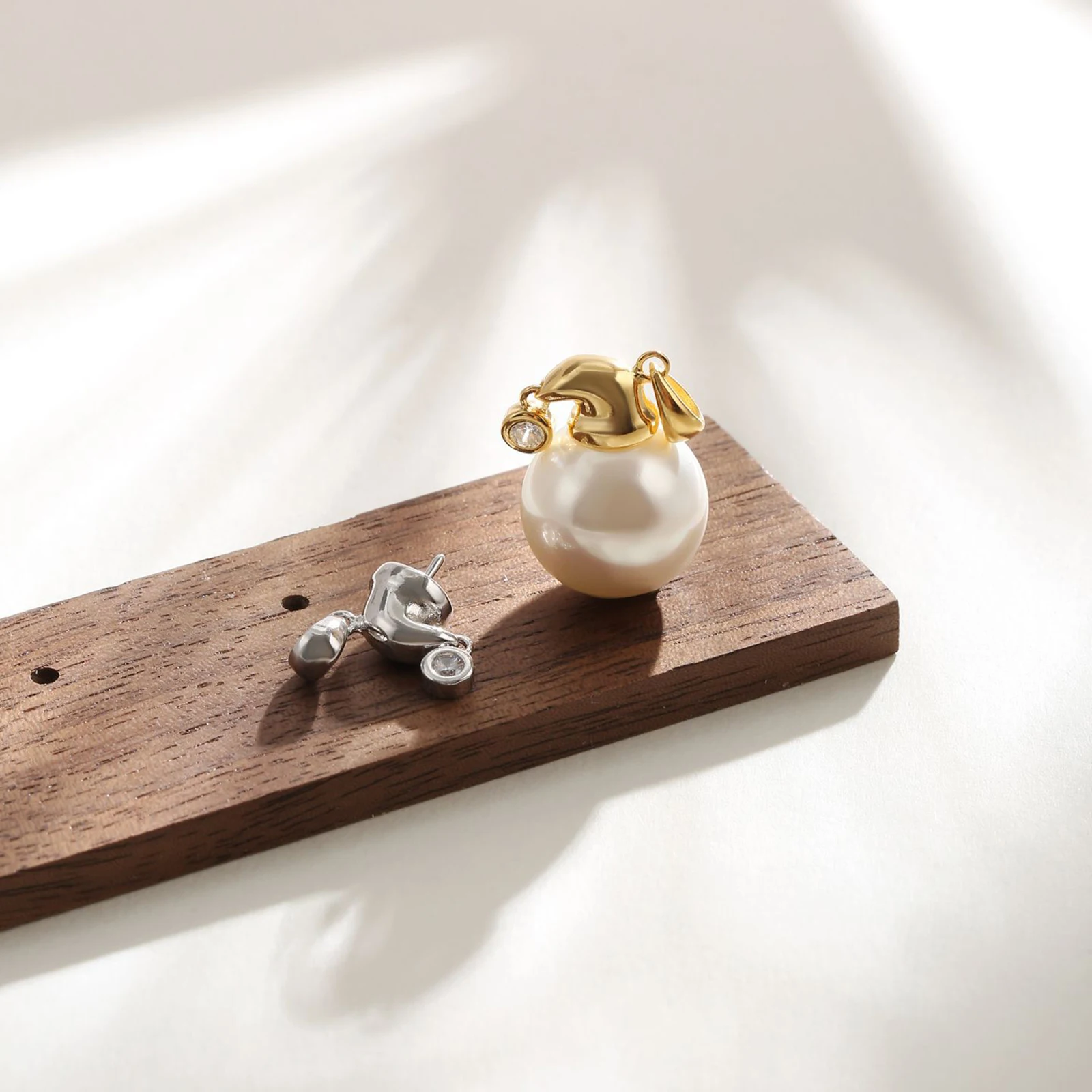 925 Sterling Silver Sleeping Cap Shape Pearl Pendant Connector Connect Round Beads DIY Necklace Jewelry Findings Accessories