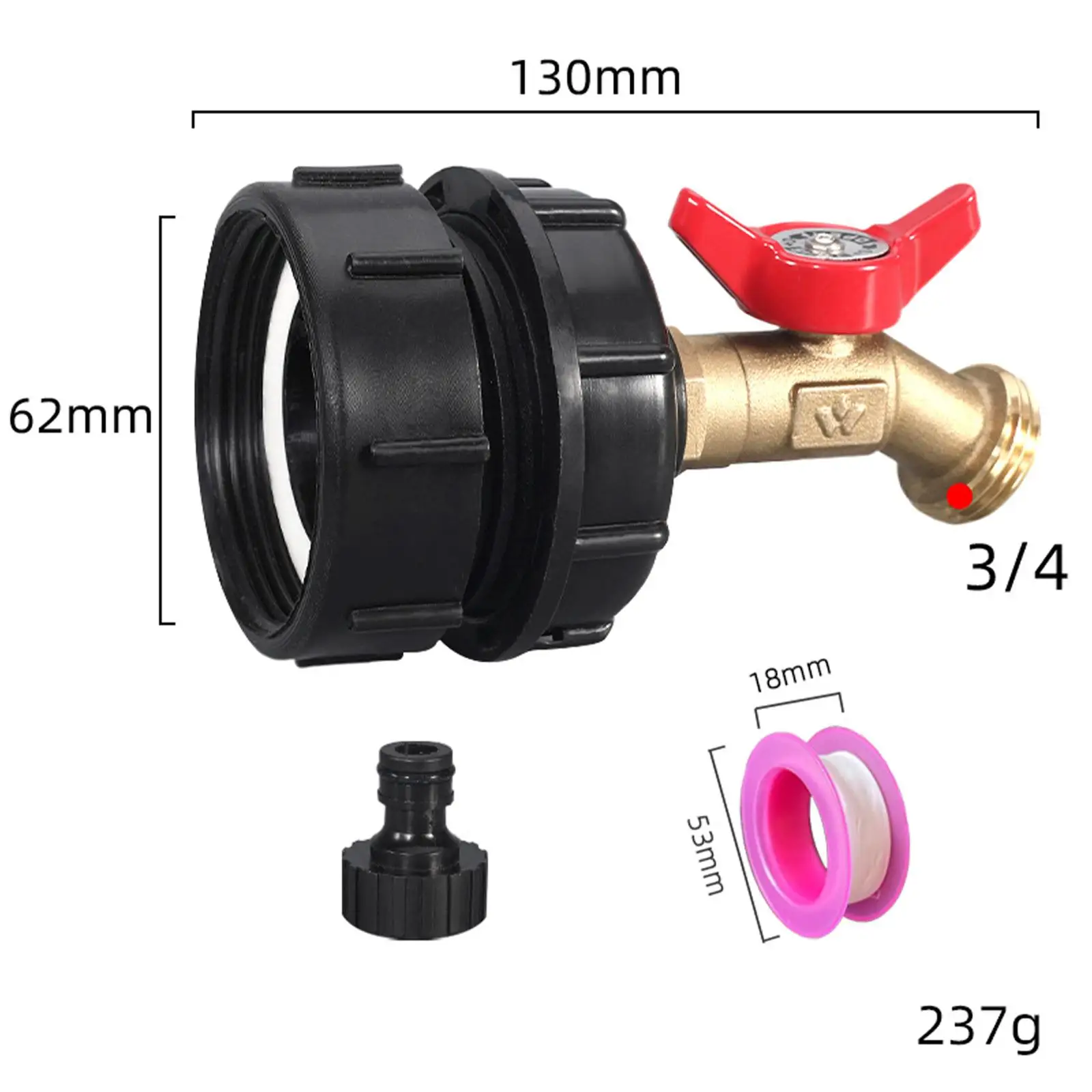 Adaptador de tanque de agua IBC Tote, fácil de instalar, 275, 330 galones