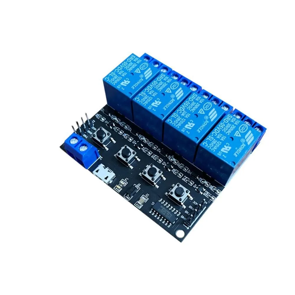 

TTL Serial Port 4-channel Relay Module Control Board Self-locking/Interlocking/Jog Modes Key Control 5V Power Supply Relay