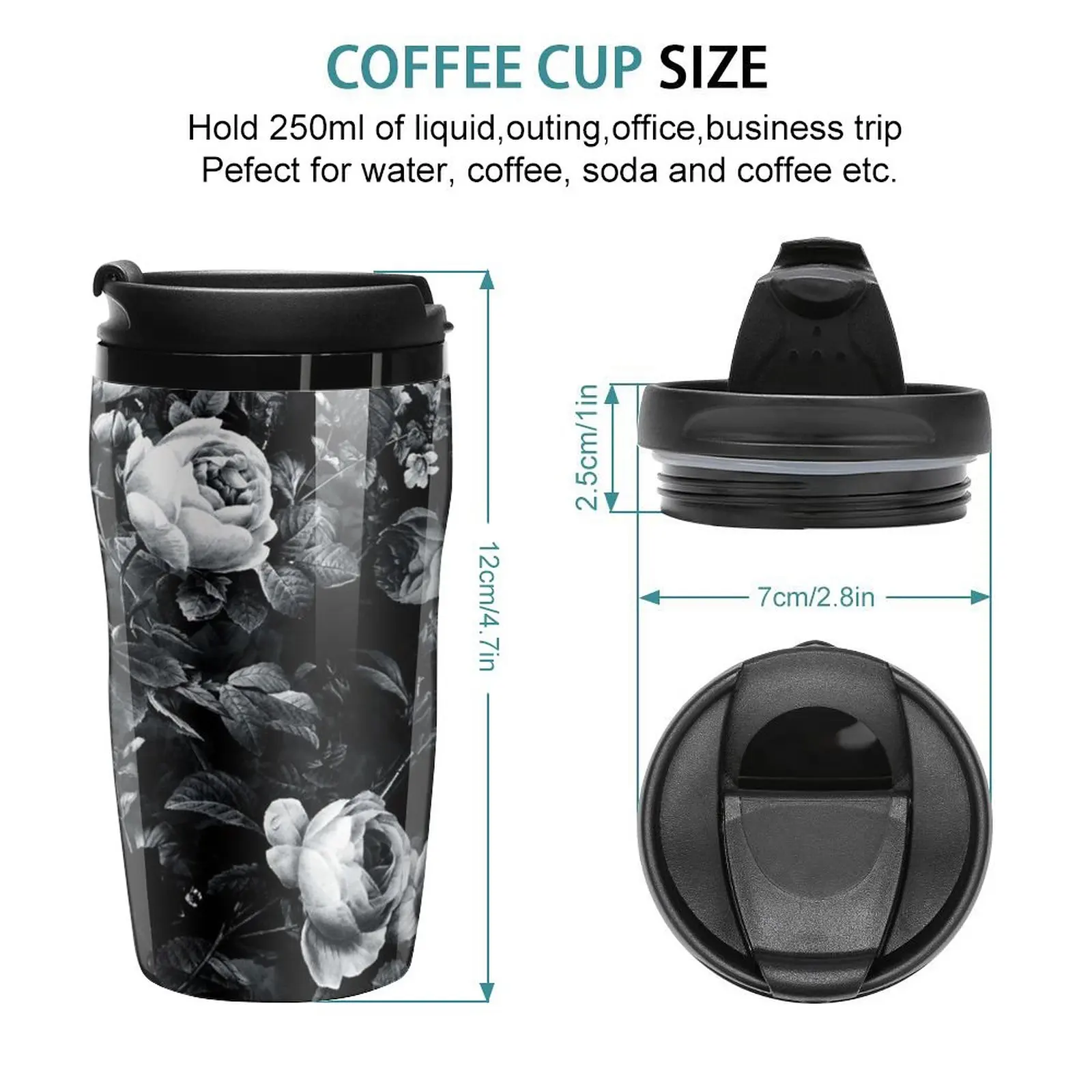 New Roses Black and White Travel Coffee Mug Coffee Mug Coffee Bottle Butterfly Cup Luxury Coffee Cups