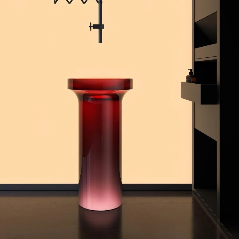

Crystal column basin Transparent polymer resin floor-to-ceiling wash basin Modern simple wind column