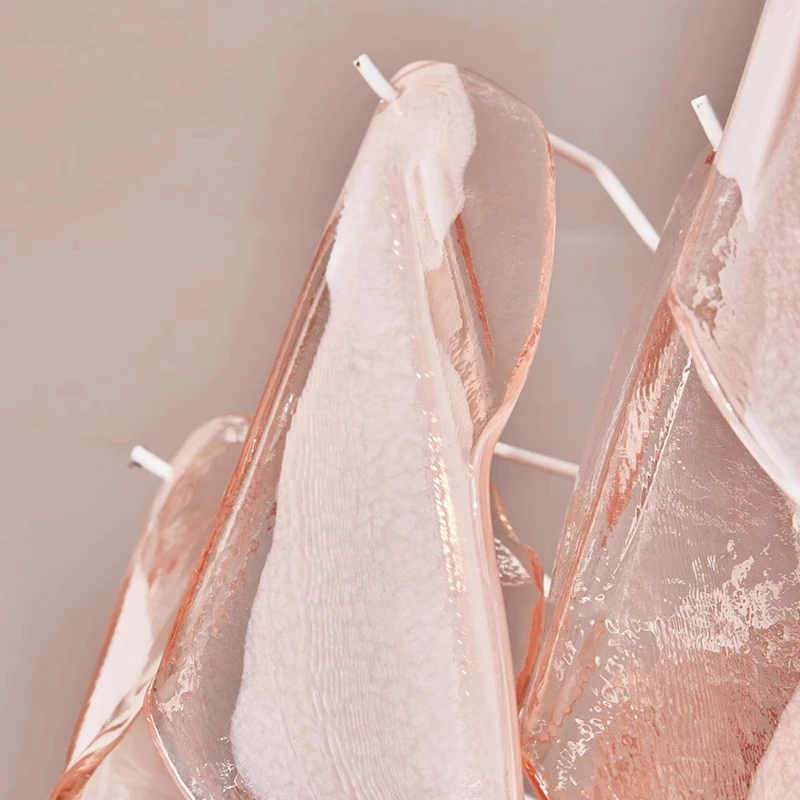 New Pink Glass Pendant Chandelier Living Room Dining Room Retro Green Petal Glass Pendant Chandelier Lights Bedroom Ceiling Lamp