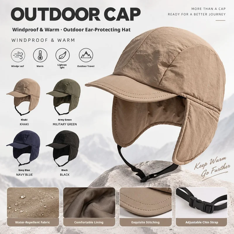 men women autumn winter thick fleece lined pilot hat outdoor ski sports ear protection warm baseball cap