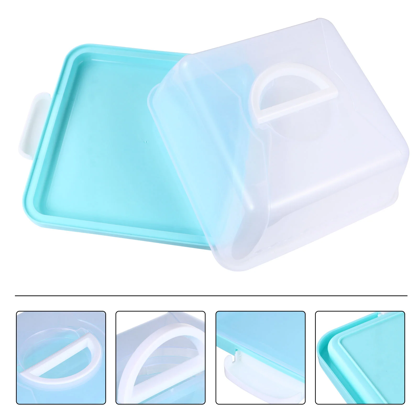 

Portable Cake Box Sealing Container Stand Square Holder Packaging Boxes Plastic Organizer with Lid Cupcake Carrier