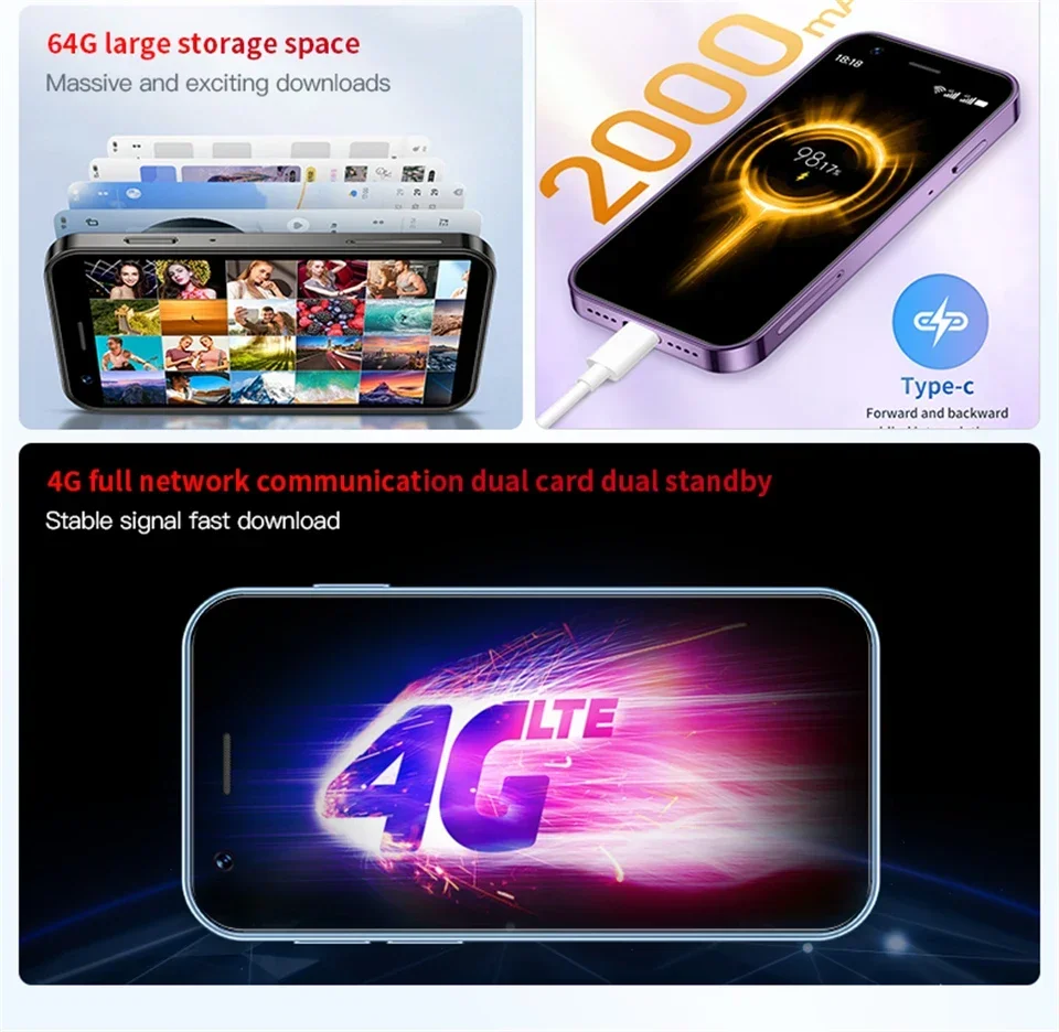 SOYES XS16 4G Mini Smartphone 3.0 Inch Display Android 10.0 2000mAh Small Mobile Phone