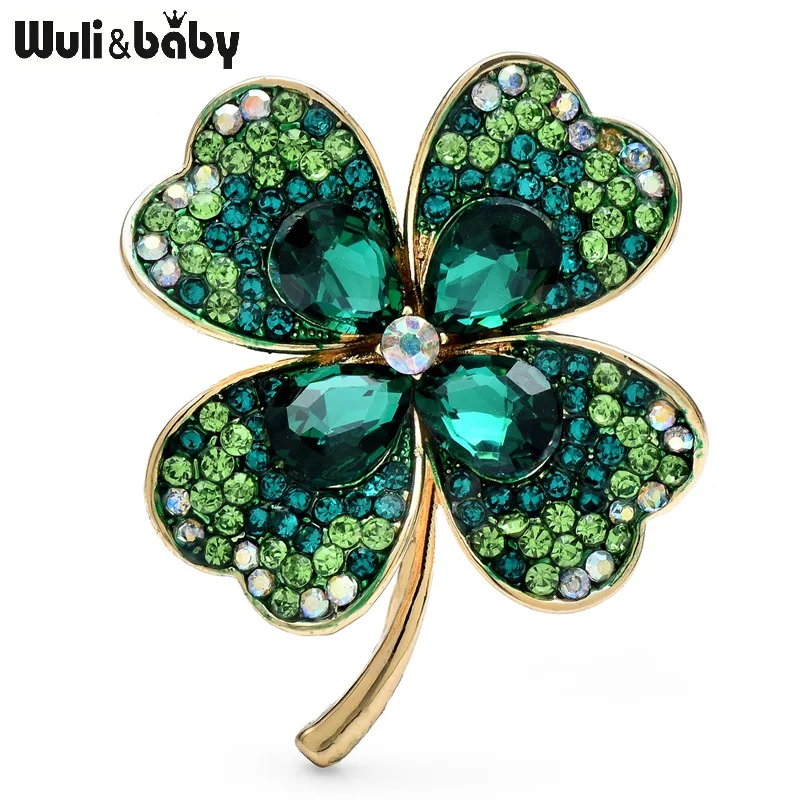 Wuli&baby Classical Shining Flowers Brooches For Women 4-color Grass Plants Party Office Brooch Pins Gifts