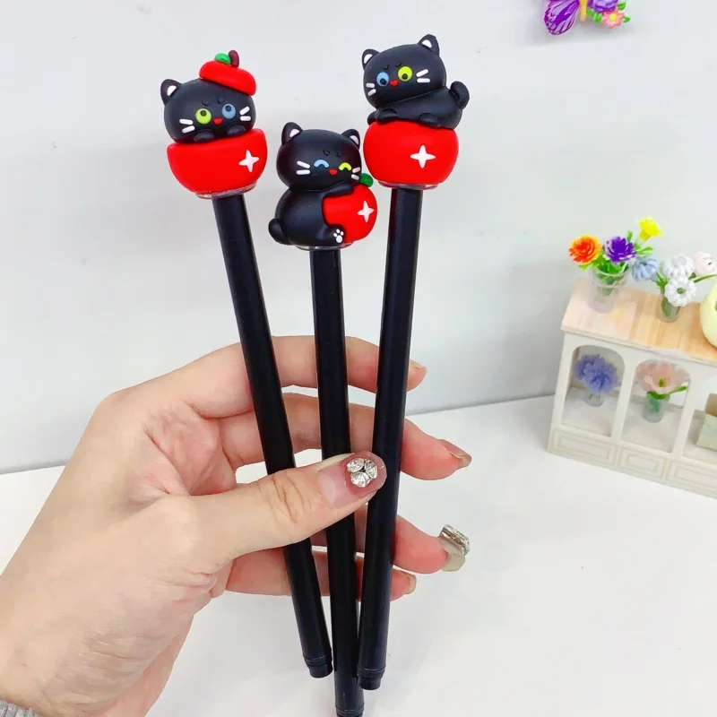 

36pcs/lot Creative Apple Cat Gel Pen Cute 0.5mm Neutral Pen School writing Supplies Promotional Gift