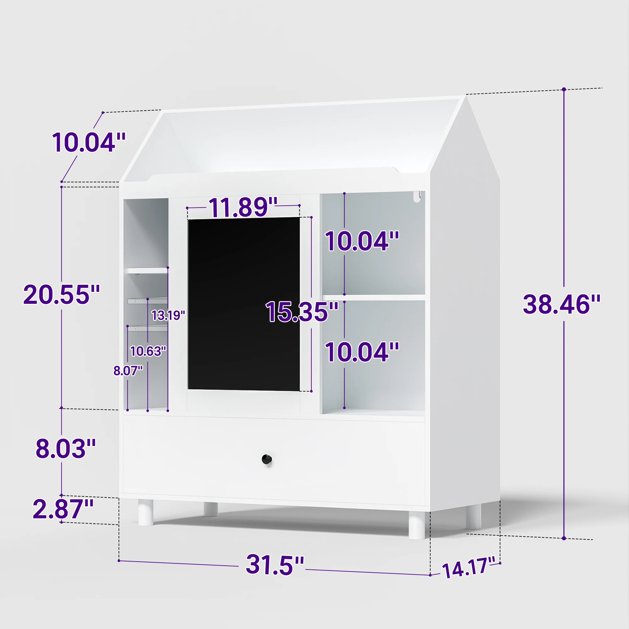 Rak Buku Anak Penyimpanan Mainan dengan Desain Rumah Papan Tulis Penyimpanan Mainan Anak dengan Pintu Geser Lemari Penyimpanan Mainan