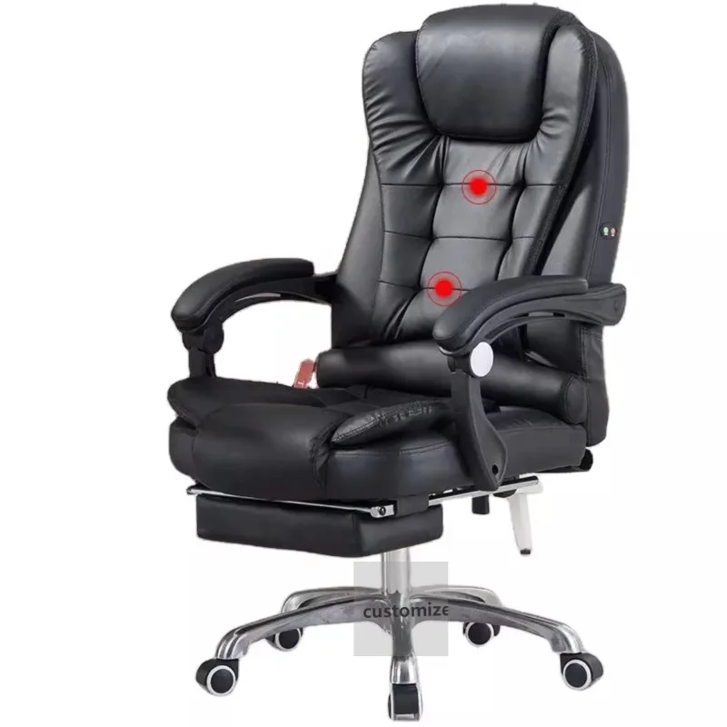 Soft ergonomic office furniture executive recliner boss chairs luxury black PU leather office chair with massage office chair