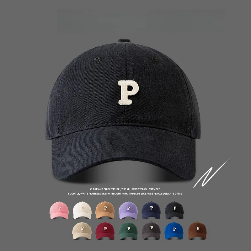 

Soft Top Baseball Hat Unisex Summer Sunscreen Hat Korean Versatile P Letter Duck Tongue Hat