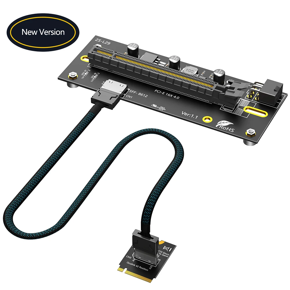 M.2 M-Key 2230 to PCI-e4.0 X16 with Oculink SFF-8612/8611 Extension Cable As External Graphics Card