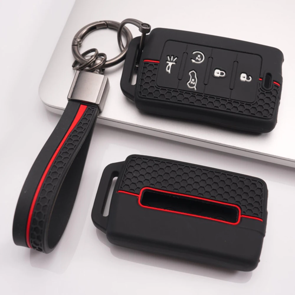 Key Case Cover With Keychain For Jeep Grand Cherokee Wrangler Compass Patriot Cherokee Renegade Commander Gladiator Liberty
