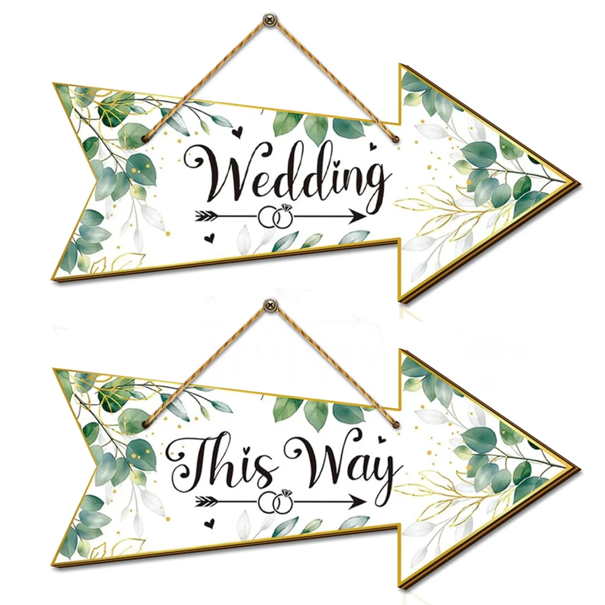 3PCS 2D Flat Fresh Minimalist Wooden Arrow Logo Welcome Direction Hanging Decor Wedding Outdoor Lawn Signs 5MM Thick