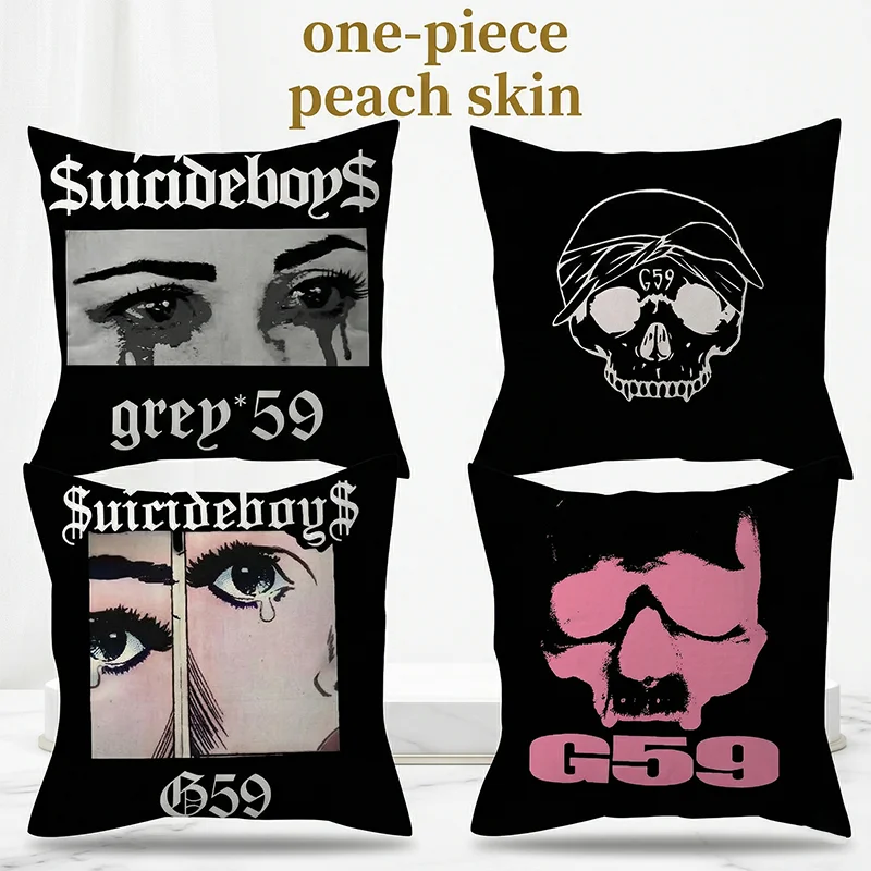 

Black Pillowcase Punk Style Crying Eyes Graphic Cushion Cover Decorative Square Pillow Shell for Bedroom Car Peach Skin 40x40cm