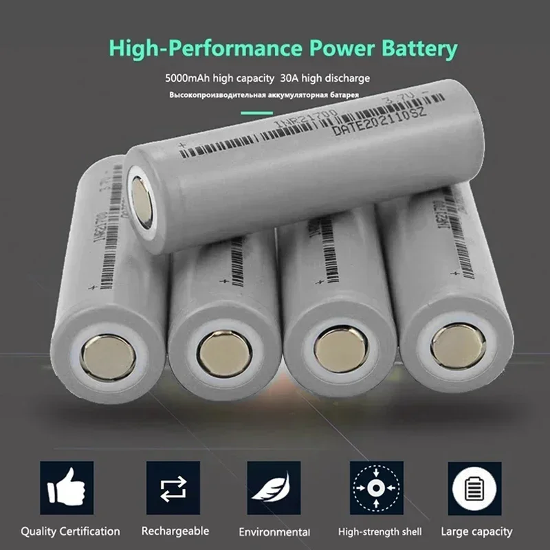 PURFIELD 3.7V 21700 4800mAh li-lon Rechargeable Battery 5C power Rate Discharge For High-power Appliances Flashlight Battery