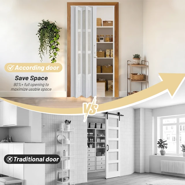 CCBOYSHARDWARE PVC Accordion Door with Lock and Handle, White, Double-layer PVC, Space-saving Folding Door,Easily trimmable, Complete hardware kit included, Waterproof and easily clean 7 CCBOYSHARDWARE PVC Accordion Door with Lock and Handle, White, Double-layer PVC, Space-saving Folding Door,Easily trimmable, Complete hardware kit included, Waterproof and easily clean 7