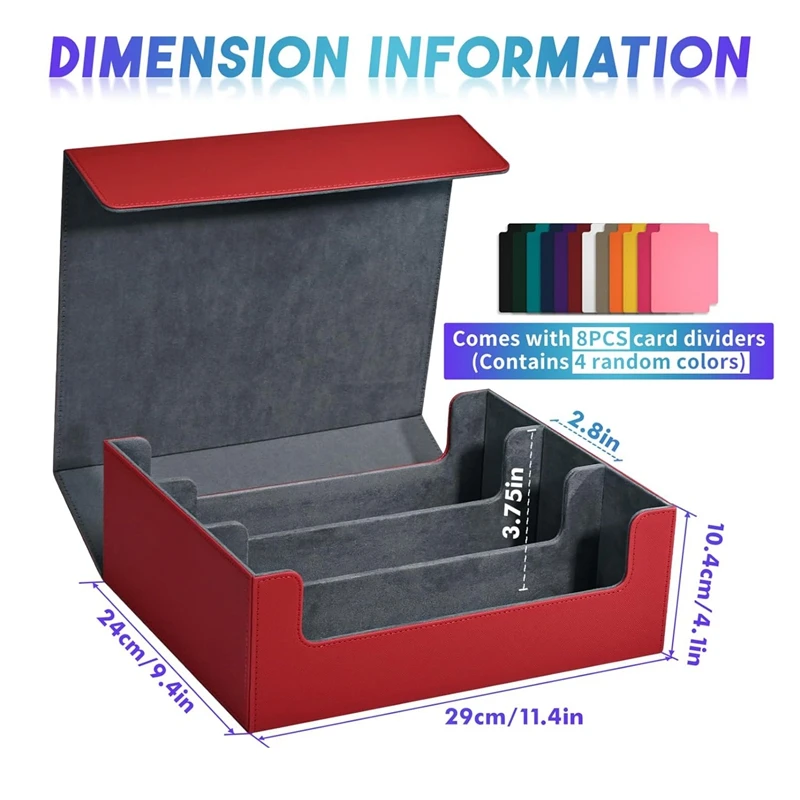 Card Storage Box For Trading Cards, Card Deck Case Holds 1800+ Single Sleeved Cards Storage Box Durable