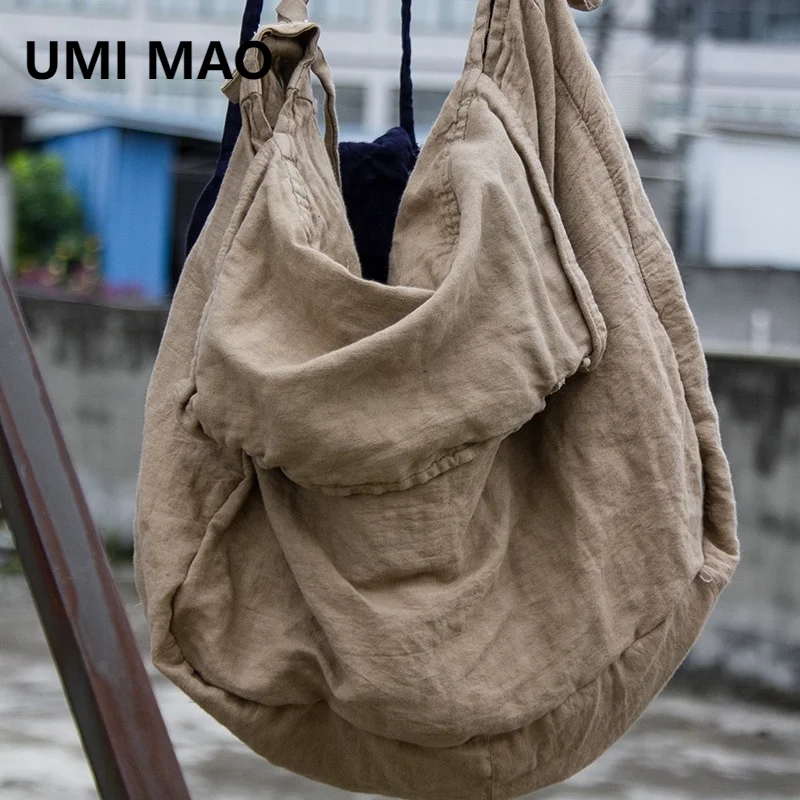 UMI MAO Harajuku Style Cotton Linen Bags Atrist Retro Bag Large Capacity One Shoulder Causal Best Matched Bag Vintage Messenger