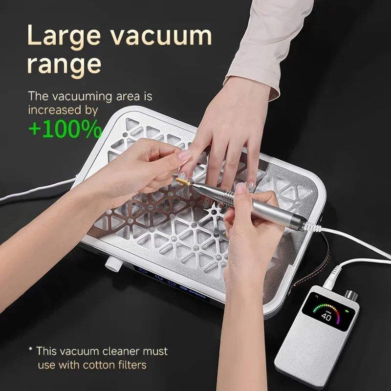 

Spotlight High Power 48W Professional Portable Nail Manicure Vacuum Cleaner Nail Dust Collector With Innovative Dual Turbo