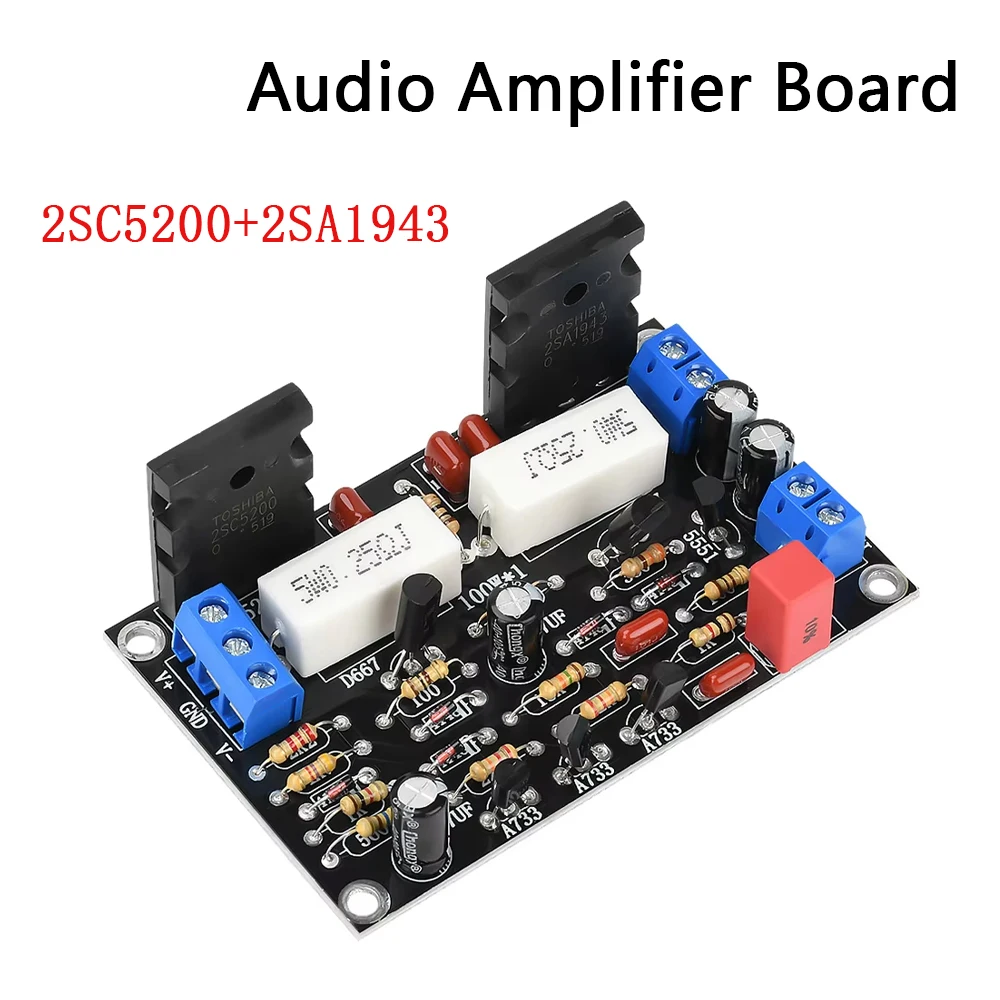Módulo de Placa Amplificadora de Audio 2SC5200+2SA1943, Tubo de 100W, DC 10V-45V, Canal Mono, Placa Amplificadora de Audio de Alta Potencia, Controlador de Altavoz