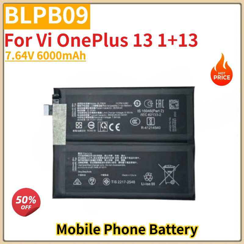

Высококачественная аккумуляторная батарея BLPB09 7.64V 6000mAh для OPPO OnePlus 13 1+13, новая сменная батарея