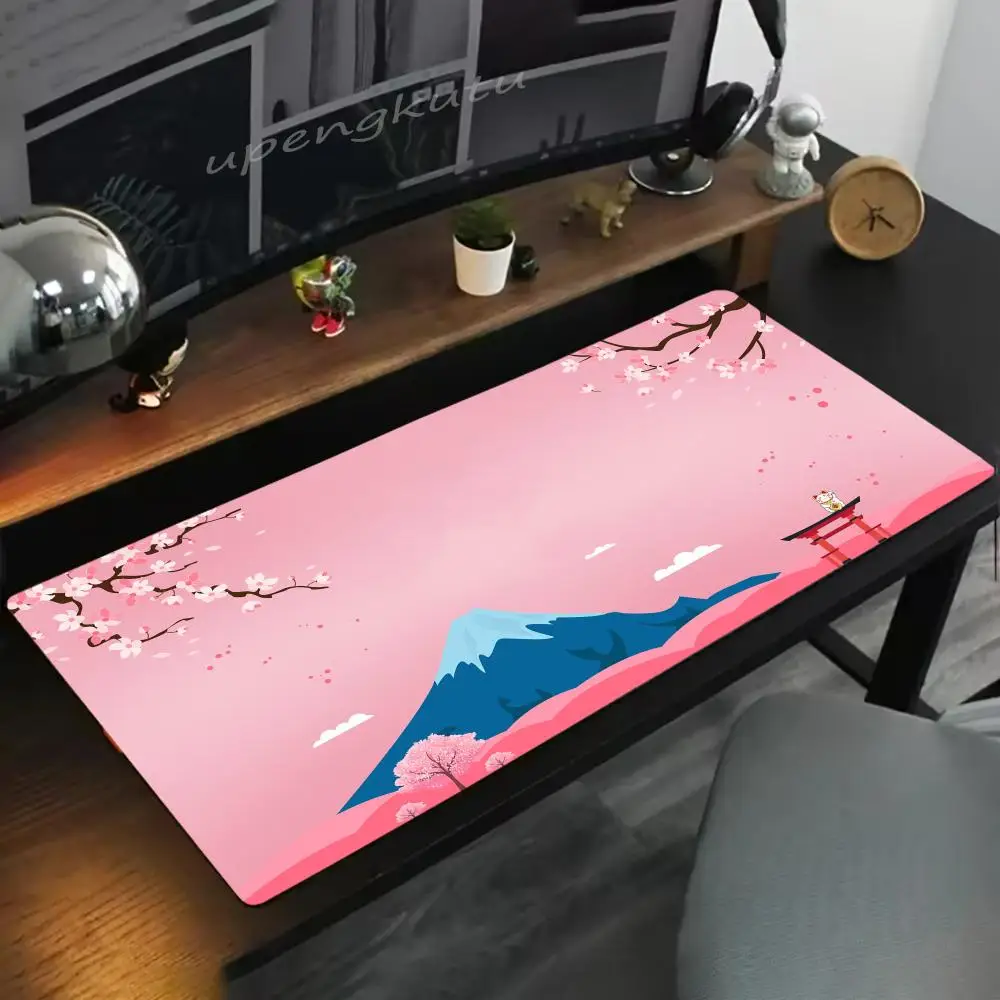 

1000x500mm Home New HD Mousepad Sakura Japanese Cherry Blossom Mousepad Game keyboard pad Non-Slip Office PC Mount Fuji Mice Pad