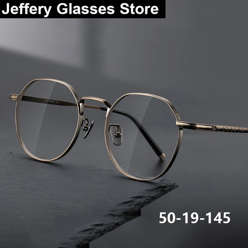 

Japanese Men Pure Titanium Polygon Glasses Frame Fashion Vintage Ultralight Handmade Eyeglasses Big Face Eyewear Spectacle New