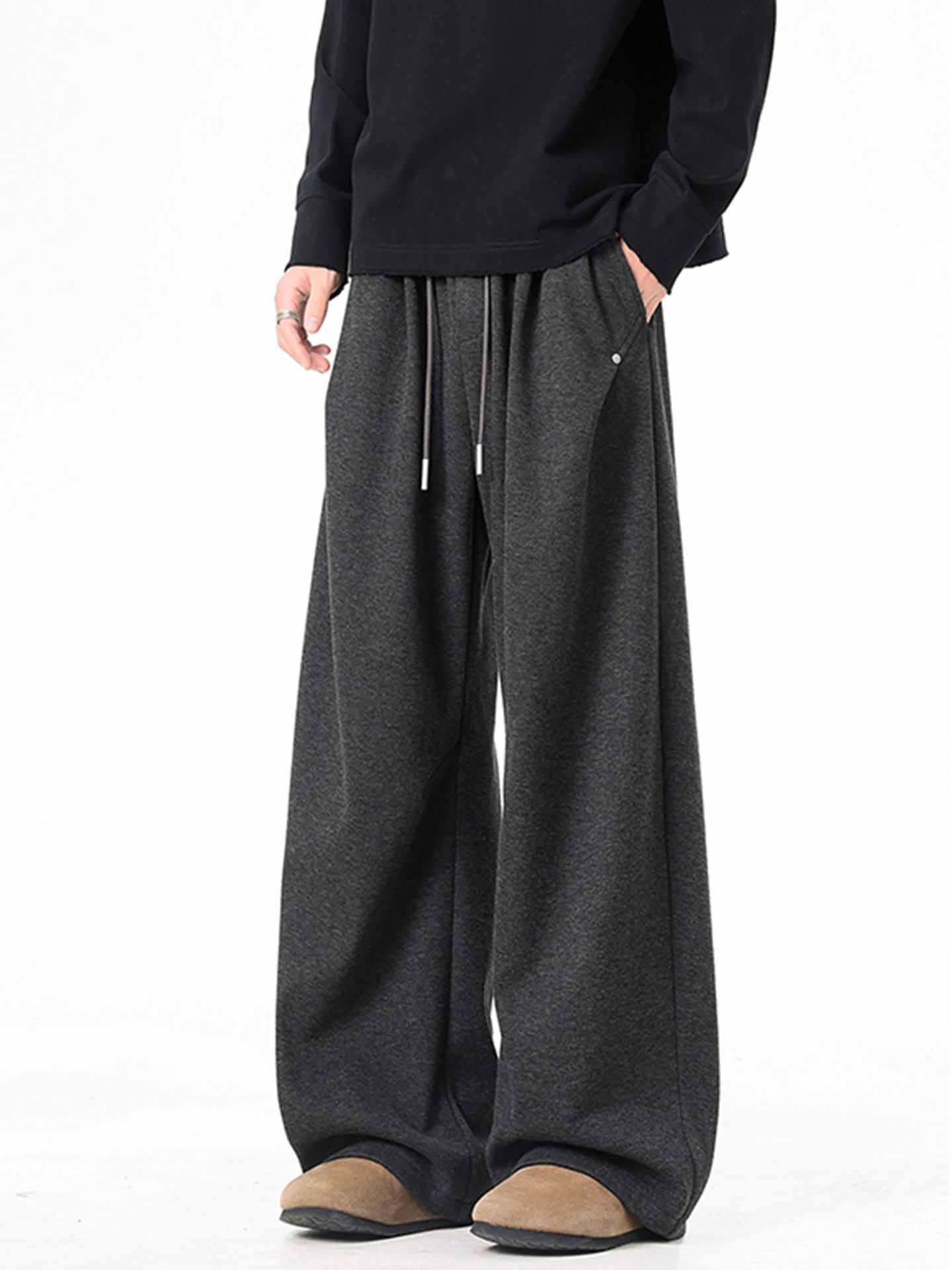 

Мужские утепленные спортивные брюки Deep ey Thiened Knife, осенне-зимние, теплые, широкие, свободные, прямые, повседневные, длинные брюки в американском стиле