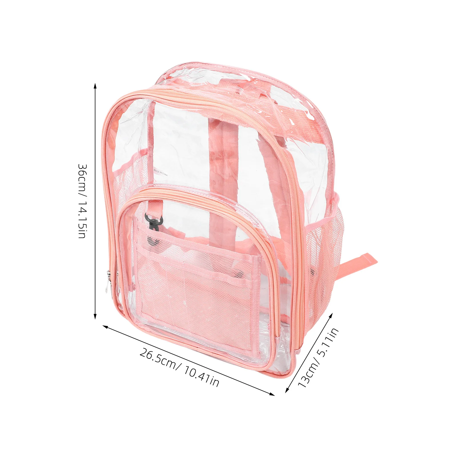 PVC Transparent Clear Backpack Large Capacity Waterproof School Bag for Girls with Comfortable Reinforced Shoulder Straps Clear