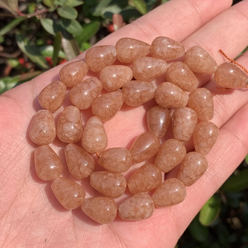 Natural Stone Beads Jades Sunstone Amazonite Waterdrop Shape Loose Beads for Jewelry Making DIY Bracelet Accessories 15\'\'